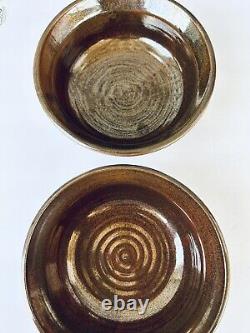 (RARE) Mitchel Bayne Set Of (2) Stone wear Bowls 10 Glazed Finish 4cm In Depth