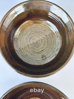 (RARE) Mitchel Bayne Set Of (2) Stone wear Bowls 10 Glazed Finish 4cm In Depth
