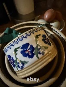 RARE NICHOLAS MOSSE Pottery Set of 5 Crock Nesting Bowls in Pansy from IRELAND