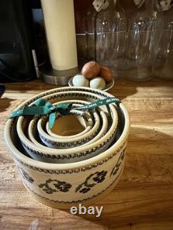 RARE NICHOLAS MOSSE Pottery Set of 5 Crock Nesting Bowls in Pansy from IRELAND
