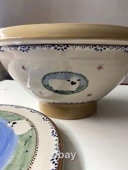 RARE Nicholas Mosse Pottery Lg Bowl 14 Ireland Handmade AND 14 Platter Lid