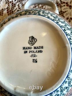 RARE! Polish Pottery Mosaic 23-Piece Dinnerware Set for 7 + Extra Pieces