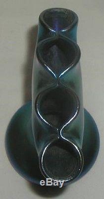 Rare Signed Steuben Blue Aurene # 2762 4 Form Bud Vase / Pristine No Damage