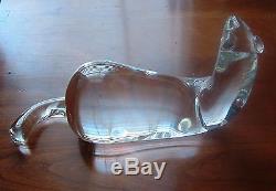 Rare Steuben Art Glass Crystal Mink Horizontal Figurine With Diamond Eyes 8333