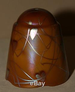 RARE Steuben Art Glass Shade Decorated Brown Aurene LOOK