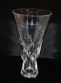 RARE TALL 12H STEUBEN CRYSTAL FLARED ROSE VASE #8090 By GEORGE THOMPSON 1959