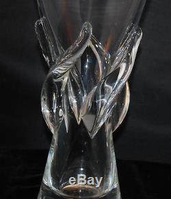 RARE TALL 12H STEUBEN CRYSTAL FLARED ROSE VASE #8090 By GEORGE THOMPSON 1959