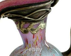 RARE Tubi Vadan Fused Glass & Copper Vessel Romania 12' Tall Signed