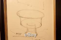 Rare Unique Wayne Husted Blenko Bowl Design Order By Frank Lloyd Wright Signed
