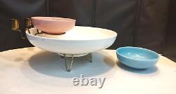 RARE Vintage Laughlin KENILWORTH White Pink Turquoise Shrimp Bowl Chip & Dip Set