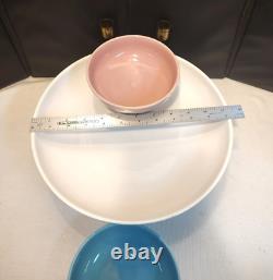 RARE Vintage Laughlin KENILWORTH White Pink Turquoise Shrimp Bowl Chip & Dip Set