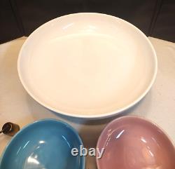 RARE Vintage Laughlin KENILWORTH White Pink Turquoise Shrimp Bowl Chip & Dip Set