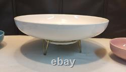RARE Vintage Laughlin KENILWORTH White Pink Turquoise Shrimp Bowl Chip & Dip Set