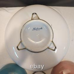 RARE Vintage Laughlin KENILWORTH White Pink Turquoise Shrimp Bowl Chip & Dip Set
