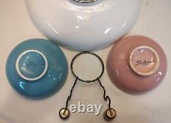 RARE Vintage Laughlin KENILWORTH White Pink Turquoise Shrimp Bowl Chip & Dip Set
