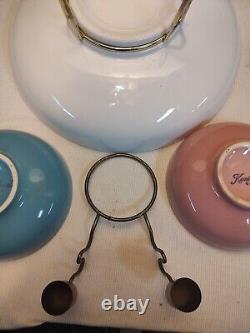 RARE Vintage Laughlin KENILWORTH White Pink Turquoise Shrimp Bowl Chip & Dip Set