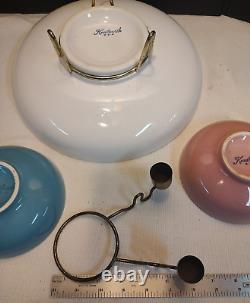 RARE Vintage Laughlin KENILWORTH White Pink Turquoise Shrimp Bowl Chip & Dip Set