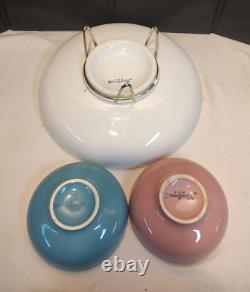RARE Vintage Laughlin KENILWORTH White Pink Turquoise Shrimp Bowl Chip & Dip Set