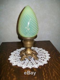 RARE and VERY OLD Antique Vaseline Opalescent Uranium Lamp. (BEAUTIFUL!)
