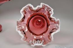 RARE ca. 1950s Single Horn Epergne by Fenton for L. G. Wright RUBY SNOW CREST