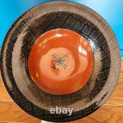 REBECCA LIVINGSTON 2004 Signed Large, Flanged, Art Pottery Bowl Geometric Glazed