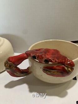 ROBERT WESSELL Art Pottery Chesapeake Crab Bowls Folk Cajun Sea Signed Rare Set