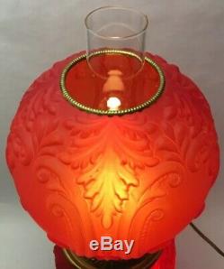 RUBY SATIN FENTON ART GLASS 18.5t GONE withTHE WIND REGAL ELECTRIC TABLE LAMP