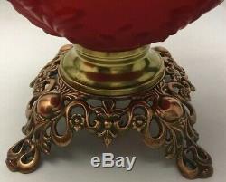 RUBY SATIN FENTON ART GLASS 18.5t GONE withTHE WIND REGAL ELECTRIC TABLE LAMP