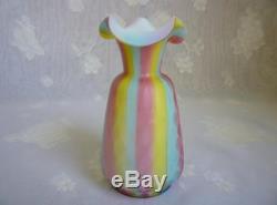 Rainbow Diamond Quilted Mother Of Pearl Satin Glass 6 Vase