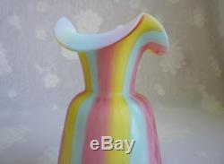Rainbow Diamond Quilted Mother Of Pearl Satin Glass 6 Vase