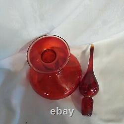 Rainbow Glass Genie Hand Blown Decanter Red Amberina