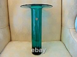 Rare 13 Tall Vintage BLENKO Cylindrical ART GLASS VASE SEA GREEN HUGE