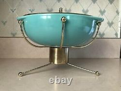 Rare 1950's Pyrex 2 QT Casserole-Turquoise Blue-924 Stand Box- Never Used