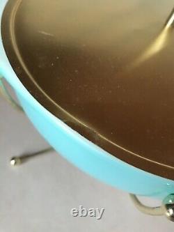 Rare 1950's Pyrex 2 QT Casserole-Turquoise Blue-924 Stand Box- Never Used