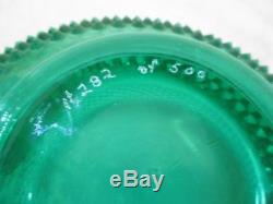 Rare 1 of 500 Fenton Green Opalescent Hobnail Punch Bowl with 12 Cups