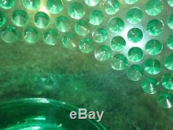 Rare 1 of 500 Fenton Green Opalescent Hobnail Punch Bowl with 12 Cups