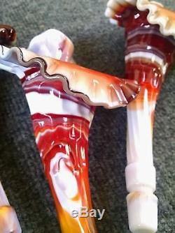 Rare! Absolutely Stunning! Fenton Ruby Slag Glass Epergne With 3Horns