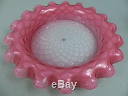 Rare Antique Phoenix Cased Cranberry Ruby Diamond Quilted MOP Glass Cheese Dish