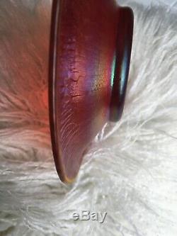 Rare Antique Steuben Red Aurene Iridescent Art Glass Plate Signed D 7 1/2