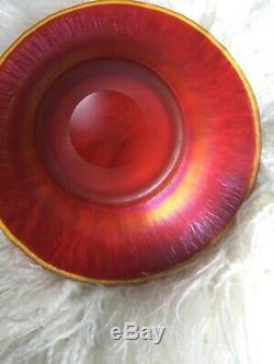 Rare Antique Steuben Red Aurene Iridescent Art Glass Plate Signed D 7 1/2