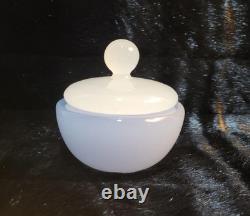 Rare Archimede Seguso Murano Blue Alabastro Opaline Covered Glass Geode Bowl Vtg