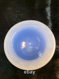 Rare Archimede Seguso Murano Blue Alabastro Opaline Covered Glass Geode Bowl Vtg