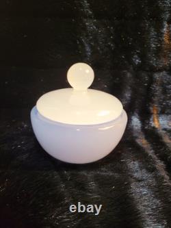 Rare Archimede Seguso Murano Blue Alabastro Opaline Covered Glass Geode Bowl Vtg