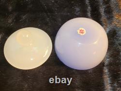 Rare Archimede Seguso Murano Blue Alabastro Opaline Covered Glass Geode Bowl Vtg