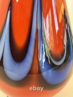 Rare Azerbaijan Art Glass Fountain Vase Hand Blown Vintage Sticker 18 3/4 Tall