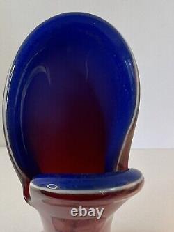 Rare Azerbaijan Art Glass Fountain Vase Hand Blown Vintage Sticker 18 3/4 Tall