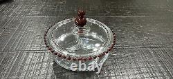 Rare Candlewick crystal #400/110 Candy Box with Ruby Red Beads Stunning