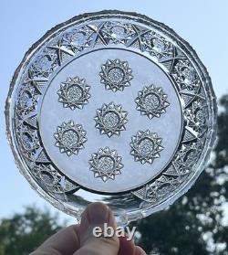 Rare Dorflinger American Brilliant Cut Glass Stars On A Matte Background Nappy