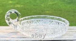 Rare Dorflinger American Brilliant Cut Glass Stars On A Matte Background Nappy