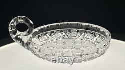 Rare Dorflinger American Brilliant Cut Glass Stars On A Matte Background Nappy